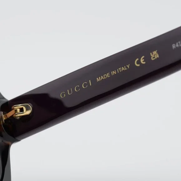 Gucci GG1337S 009 Sunglasses Havana Square Frame, Violet Lenses